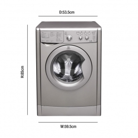 INDESIT IWDC6125S EcoTime 6kg Wash 5kg Dry 1200rpm Freestanding Washer Dryer - Silver - 1