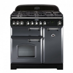 Rangemaster CDL90DFFSL/C Classic Deluxe Slate with Chrome Trim 90cm Dual Fuel Range Cooker