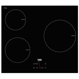 Beko HQI 63400 AT 3 Zone Black Glass Induction Induction hob, (W)650mm