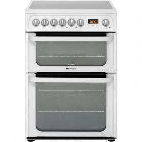 Hotpoint HUE61PS Electric Ceramic  Cooker With Double Oven - White