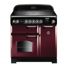 Rangemaster CLA90EICY/C Classic Cranberry with Chrome Trim 90cm Electric Induction Range Cooker - 0